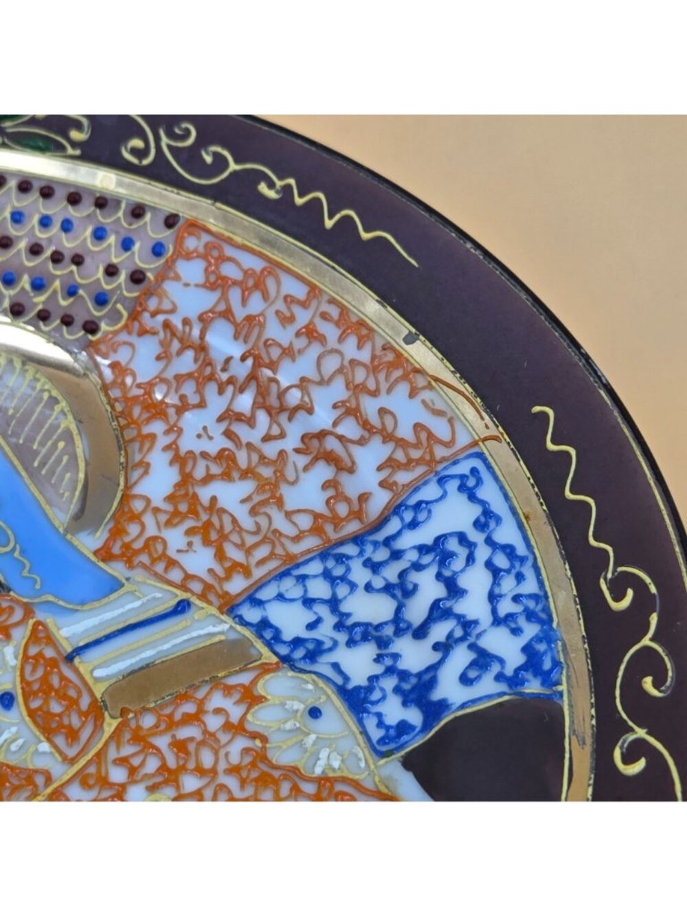Vintage Japanese Satsuma Moriage Kannon Arhat Hand Painted Salad Plate - Picture 8 of 11